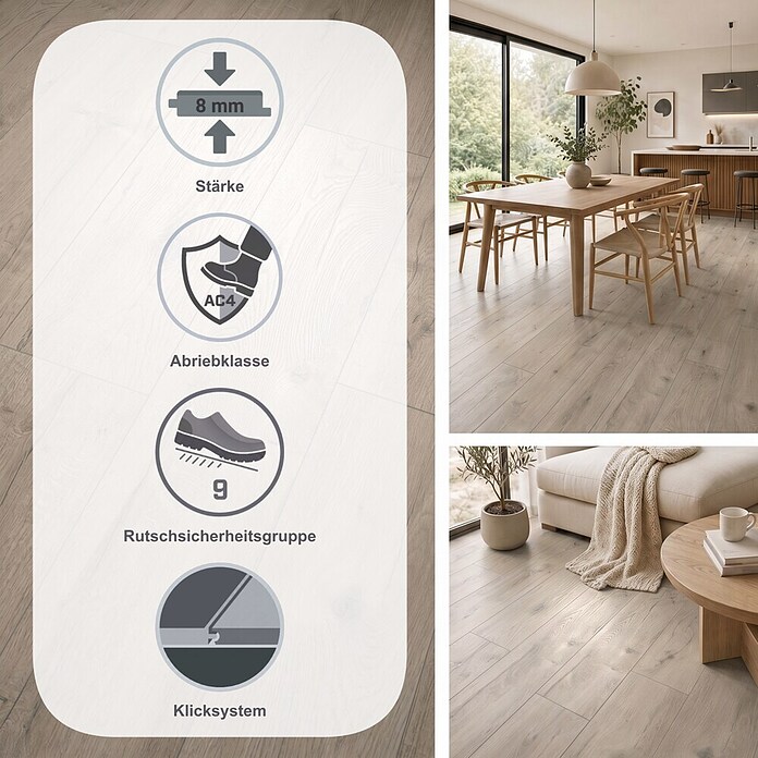 Egger Laminat NatureSense (Loja Eiche creme, Landhausdiele, 1 292 x 246 x 8 mm) | BAUHAUS