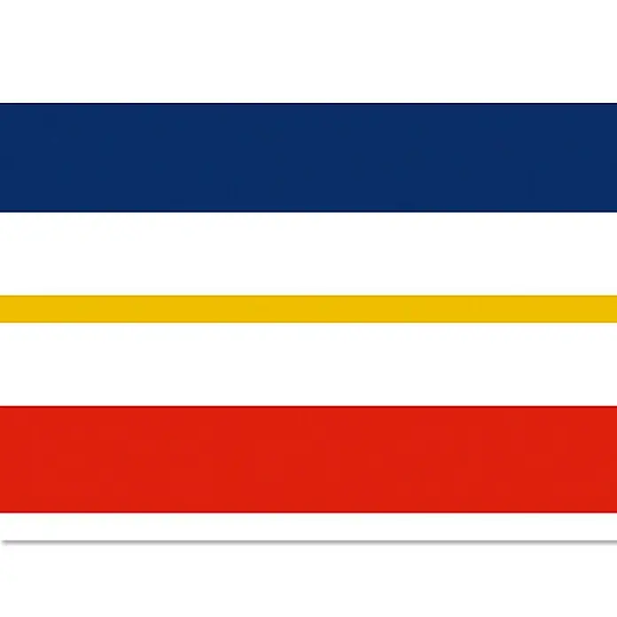 Flagge - Mecklenburg-Vorpommern, 45 x 30 cm, Spunpolyester - Flagge von Rostock mit blauen, weißen, gelben und roten horizontalen Streifen. Ein farbenfrohes und auffälliges Dekorationsstück.