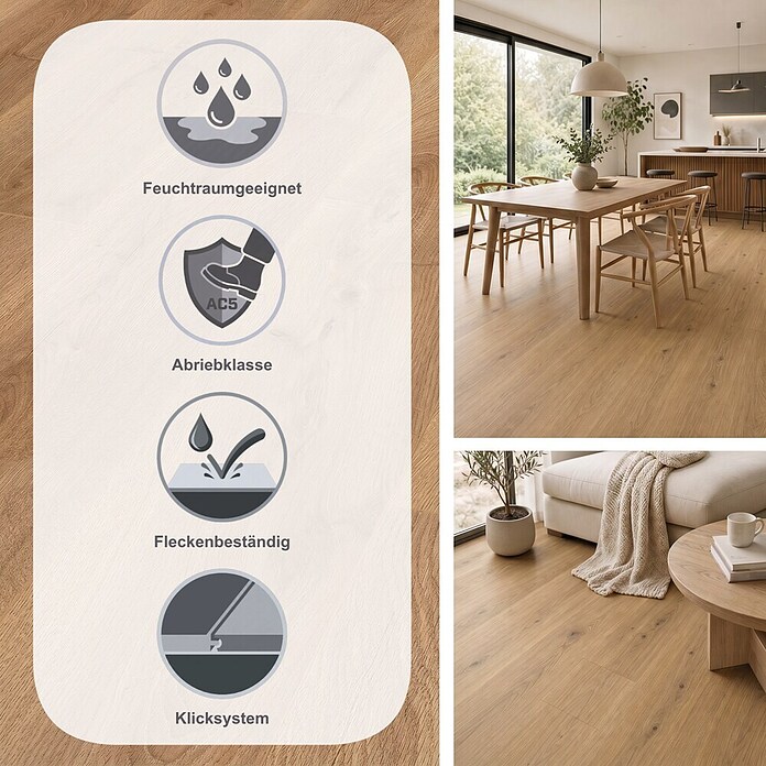 LOGOCLIC Aquaprotect Smart Silent Laminat Celli Oak (Celli Oak, Landhausdiele, 1 288 x 195 x 7 mm) | BAUHAUS