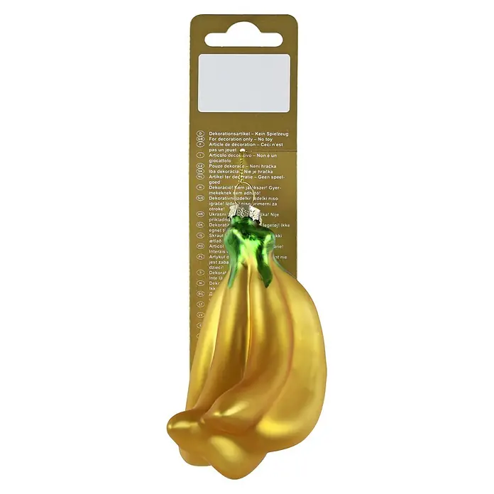 Geroma Christbaumschmuck Bananen - Gelb, Glas, 1 Stk., 5,5 x 5,5 x 11 cm - Goldene Bananen-Glasdekoration, kein Spielzeug.