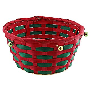 Korb rund Bambus (Ø x H: 20 x 10 cm, Bambus, Rot, Grün)