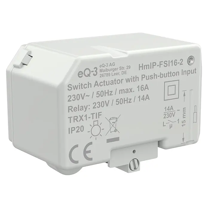 Homematic IP Aktor mit Tastereingang Unterputz HmIP-FSI16-2 -  - Weißer HmIP-FSI16-2 Schaltaktor aus Kunststoff mit Tastereingang.