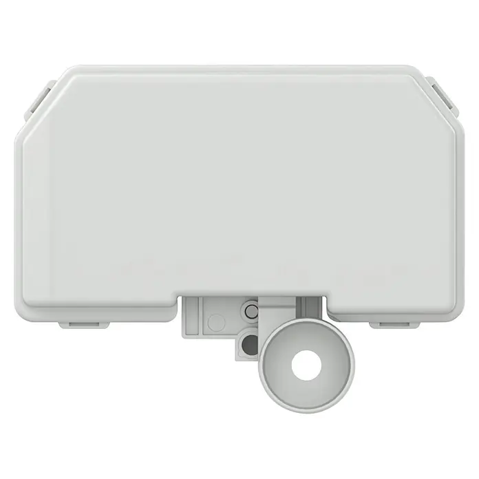 Homematic IP Aktor mit Tastereingang Unterputz HmIP-FSI16-2 -  - Weißes rechteckiges Elektronikgehäuse mit einer runden Öffnung unten.