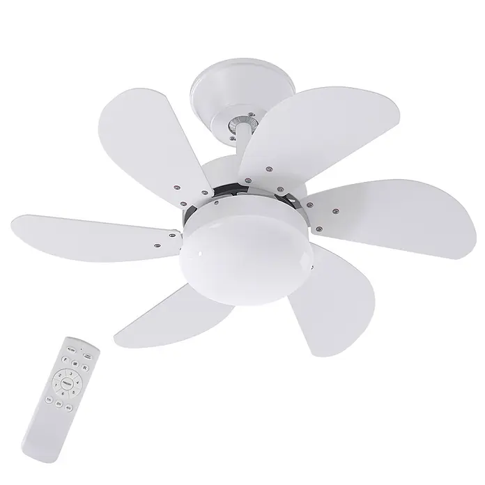 Nettlife Deckenventilator - Black, 750 mm, 57 W - Weißer Deckenventilator mit sechs Flügeln und integrierter Beleuchtung, inklusive weißer Fernbedienung.