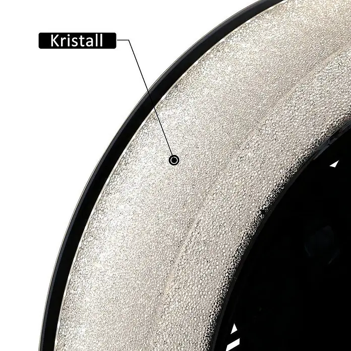 Nettlife Deckenventilator - Black, 400 mm, 40 W - Ringförmige Komponente mit glitzernder Kristalloberfläche.