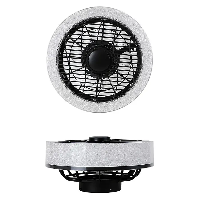 Nettlife Deckenventilator - Black, 400 mm, 40 W - Runder Deckenventilator mit schwarzen Flügeln und einem mattierten, klaren Acryl-Lichtring.