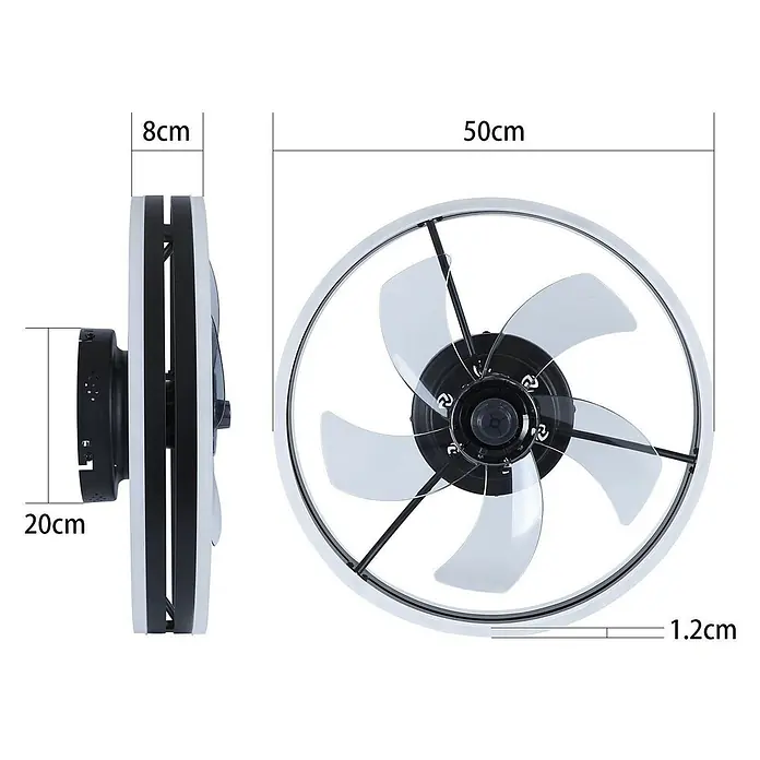 Nettlife LED-Deckenventilator Erickson II, Blumenform, dimmbar, 50 cm -  - Weißer und schwarzer Deckenventilator mit transparenten Flügeln, 50 cm Durchmesser und 8 cm Tiefe.