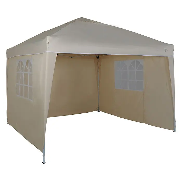 SVITA Steckpavillon PAGO - B x T: 300 x 300 cm, Farbe Dach: Beige - Beiges Pop-Up-Pavillon mit Seitenwänden und klaren Bogenfenstern, bietet mobilen Wetterschutz.