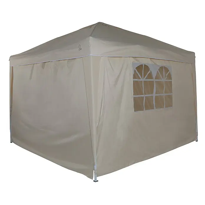 SVITA Steckpavillon PAGO - B x T: 300 x 300 cm, Farbe Dach: Beige - Beigefarbener Pavillon mit transparentem Bogenfenster, bietet Schutz und Sicht.