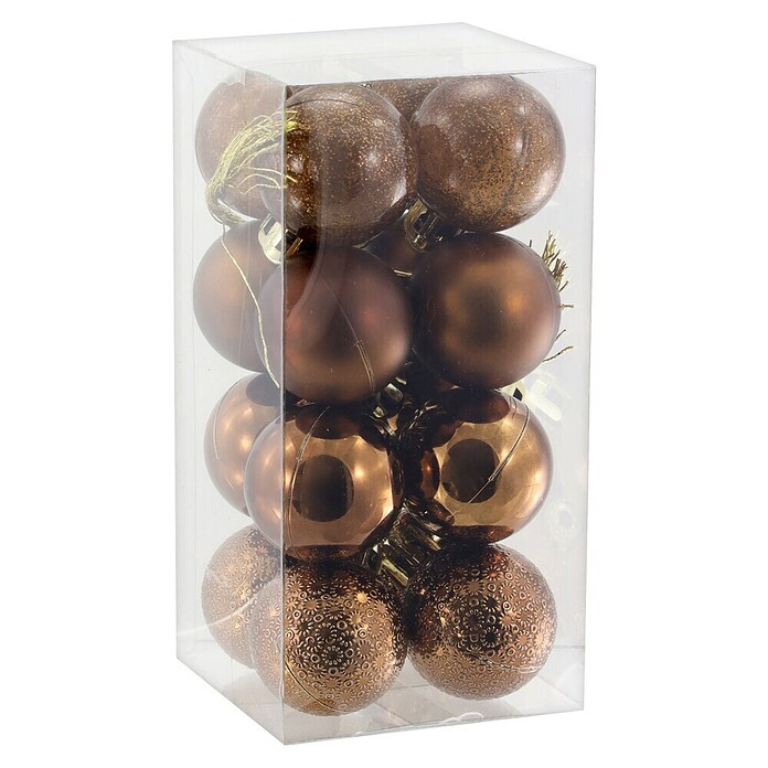 Christbaumkugel-Mix (Durchmesser: 3 cm, Kunststoff, 16 Stk., Braun) | BAUHAUS