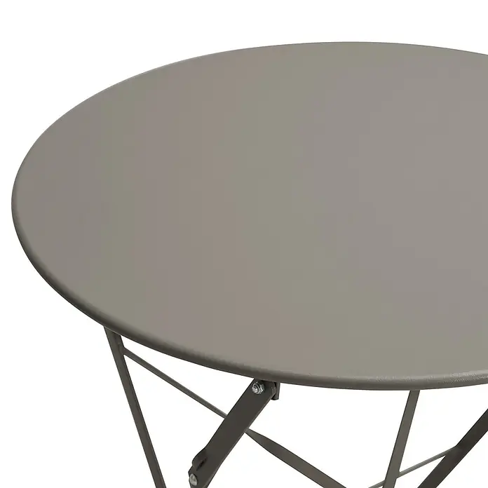 SVITA Balkonmöbel-Set BERLIN - 3 -tlg., Klappbar, Taupe - Grauer runder klappbarer Metalltisch.