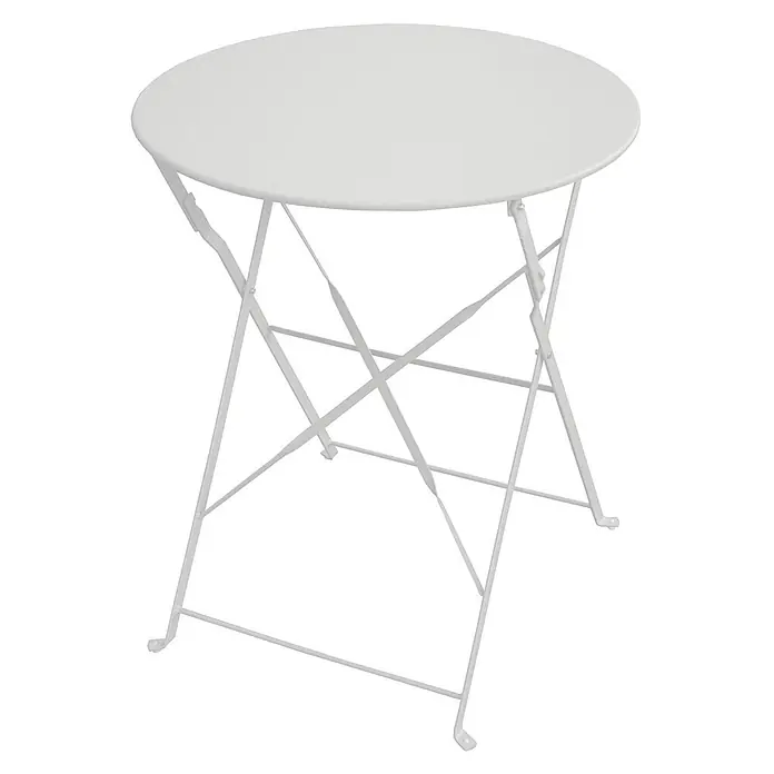 SVITA Balkonmöbel-Set BERLIN - 3 -tlg., Klappbar - Weißer runder klappbarer Bistrotisch aus Metall.