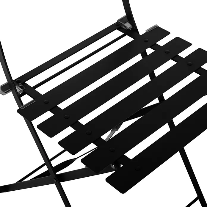 SVITA BERLIN Balkonmöbel Bistroset Garten Metall Klappmöbel Schwarz -  - Schwarzer Metallklappstuhl mit Lattenrostsitz und sichtbarem Klappmechanismus.