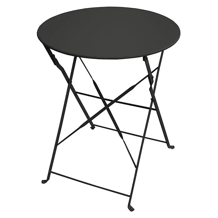 SVITA BERLIN Balkonmöbel Bistroset Garten Metall Klappmöbel Schwarz -  - Runder, schwarzer Metall-Klapptisch.