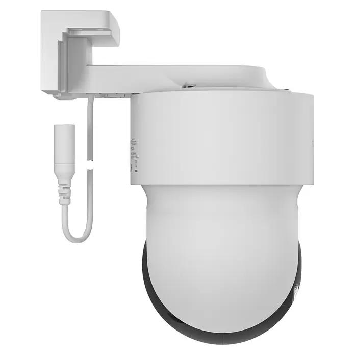 Homematic IP Außenkamera Smart Home HmIP-CO - Weiß - Weiße Überwachungskamera an Halterung mit baumelndem Kabel.