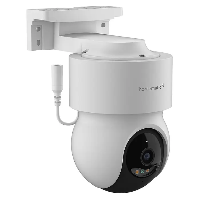 Homematic IP Außenkamera Smart Home HmIP-CO - Weiß - Weiße homematic IP Schwenk-Neige-Überwachungskamera mit Wandhalterung.