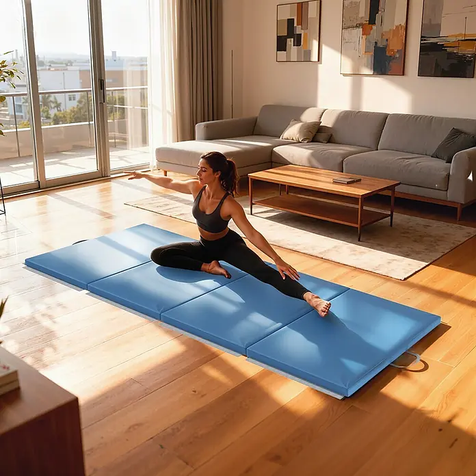 Homcom Universalmatte Gymnastikmatte - 240 x 120 cm, Hellblau, Kunststoff