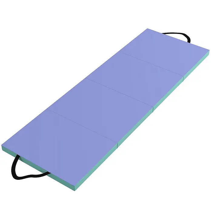 Sportnow Universalmatte Gymnastikmatte - Grün, Lila, Kunststoff - Lila-grüne klappbare Gymnastikmatte mit schwarzen Griffen.