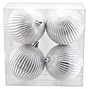 Christbaumkugel-Set (Durchmesser: 8 cm, Weiß/Silber, Kunststoff, 4 Stk.) | BAUHAUS
