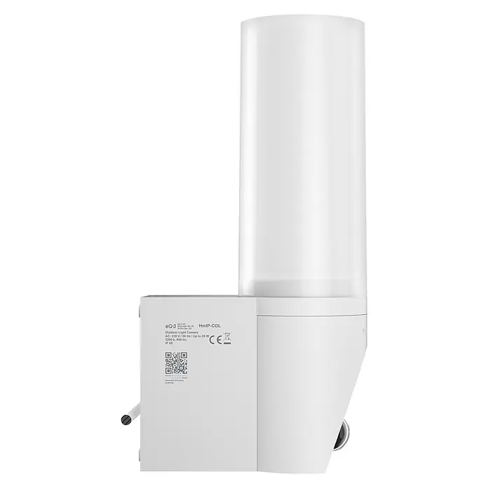 Homematic IP Außenkamera Außenlichtkamera Smart Home HmIP-COL - Weiß, Erfassungsreichweite: 120 m - Weiße Outdoor-Lichtkamera mit zylindrischem, mattiertem Leuchtenaufsatz und integriertem Kameraobjektiv.