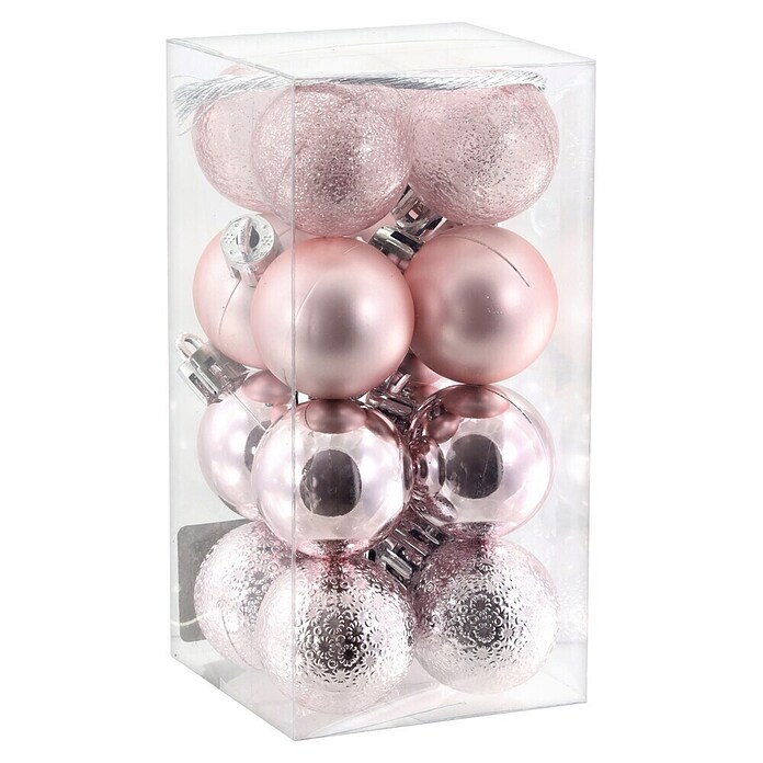 Weihnachtskugel Box (Durchmesser: 3 cm, Kunststoff, Pink, 16 Stk.) | BAUHAUS