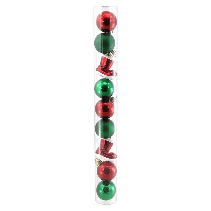 Christbaumkugel-Mix Kugeln und Stiefel (Durchmesser: 4,5 cm, Kunststoff, 9 Stk., Rot/Grün) | BAUHAUS