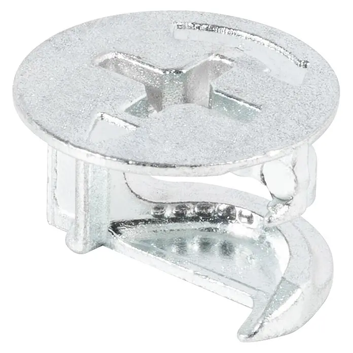 M.Pascual Racor de conexión excéntrica - Diámetro: 19 mm, 2 ud. - Conector excéntrico plateado con ranura Phillips y mecanismo interno en forma de media luna para muebles.