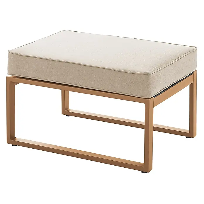 SVITA Loungemöbel-Set MAUI - 4 -tlg., Polyfaser, Spun-Polyester, Stahl, Beige - Beige gepolsterte Ottomane mit rechteckigem goldfarbenem Metallrahmen, als Sitz oder Fußstütze nutzbar.