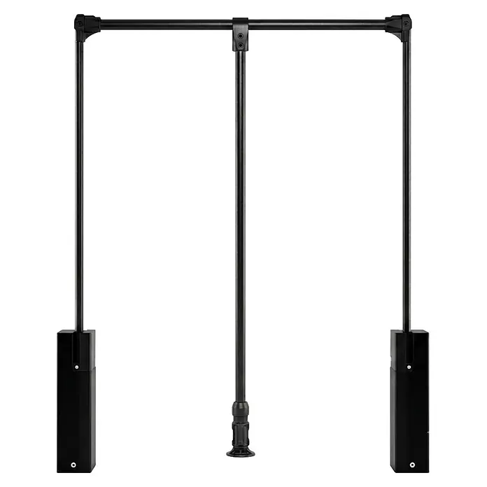 M.Pascual Colgador abatible - Ajuste de la anchura: 830 mm - 1.150 mm, Capacidad de carga: 12 kg - Mecanismo de elevación de armario metálico negro con barra ajustable para fácil acceso.