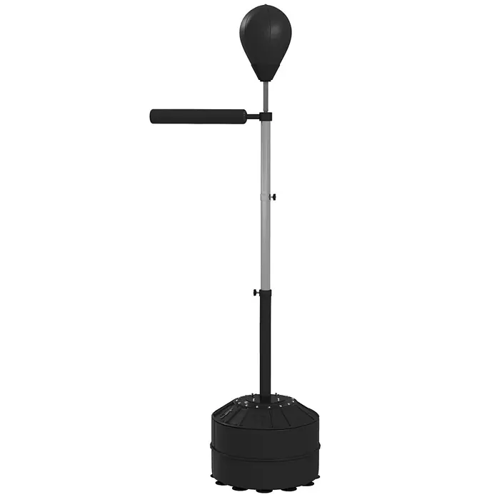 Sportnow Boxsack - Ø x L: 48 x 76 cm, Schwarz - Schwarzer und silberner freistehender Boxsack mit Reaktionsstange für Reflex- und Geschwindigkeitstraining.