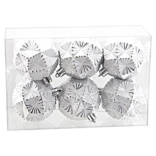 Christbaumkugel-Set (Durchmesser: 6 cm, Kunststoff, 6 Stk., Weiß/Silber)
