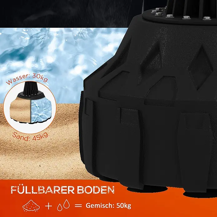 Sportnow Boxsack - Ø x L: 57 x 57 cm, Schwarz - Schwarzer befüllbarer Boxsack-Standfuß, Optionen: Wasser (30kg), Sand (45kg) oder eine 50kg-Mischung.