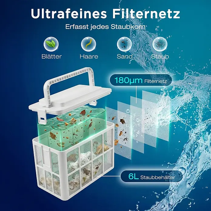 EVERCROSS BOT Poolroboter - Akkubetrieben, Passend für: Rechteckige Schwimmbecken bis 200 m² (keine runden/ovalen Becken), Filterleistung: 18.000 l/h - Weißer 6L Filterkorb mit Griff, filtert Blätter, Haare, Sand und Staub durch ein feines 180µm Filternetz.