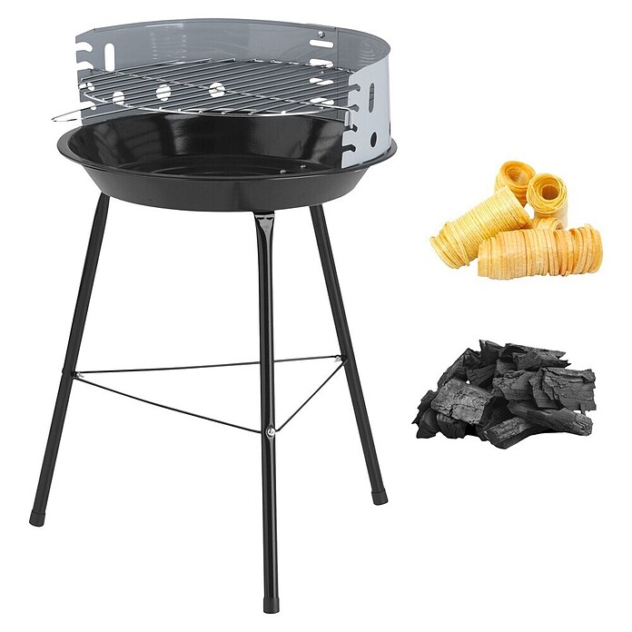 Holzkohlegrill Partyset (Durchmesser Grillfläche: 33 cm, Schwarz) | BAUHAUS