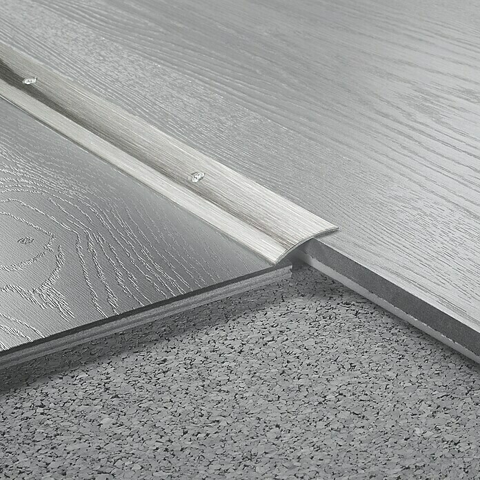 LOGOCLIC Übergangsprofil (Edelstahl matt, 0,9 m x 30 mm x 3,5 mm, Montageart: Schrauben, Mittig versenkt gelocht)