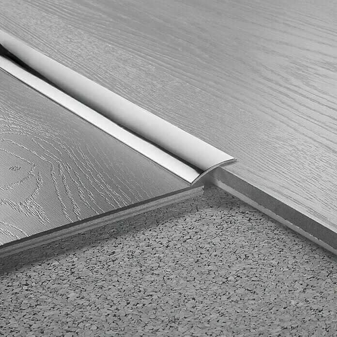 LOGOCLIC Übergangsprofil (Edelstahl glänzend, 0,9 m x 30 mm x 3,5 mm, Montageart: Kleben, Ungelocht)