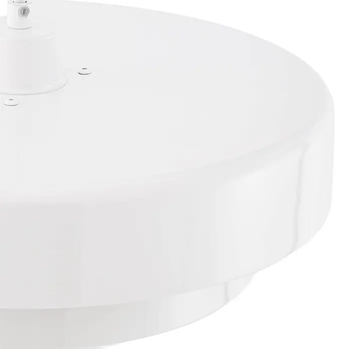 Lindby Pendelleuchte Tivra - L x B x H: 35 x 35 x 27 cm, weiß / opal, weiß, E27 - Glänzendes weißes, rundes, gestuftes Leuchtenbauteil.