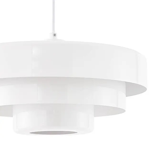 Lindby Pendelleuchte Tivra - L x B x H: 35 x 35 x 27 cm, weiß / opal, weiß, E27 - Moderne weiße mehrstufige Pendelleuchte.