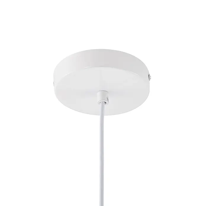 Lindby Pendelleuchte Tivra - L x B x H: 35 x 35 x 27 cm, weiß / opal, weiß, E27 - Weiße Deckenrosette für Pendelleuchten mit passendem weißem Kabel in der Mitte.