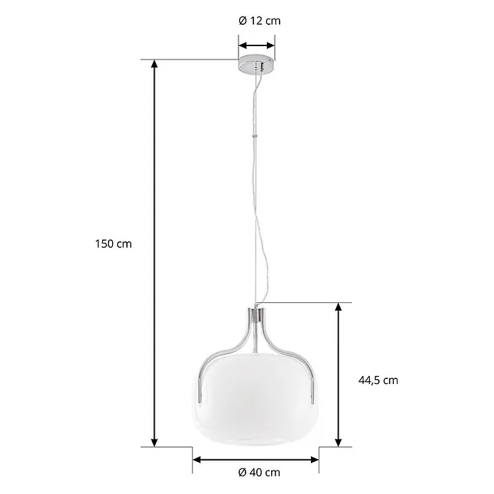 Lucande Pendelleuchte in weiß, chrom, Hängelampe -  - Weiße Glas-Pendelleuchte mit Chromaufhängung für Umgebungslicht.