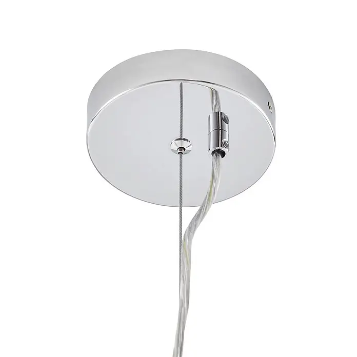 Lucande Pendelleuchte in weiß, chrom, Hängelampe -  - Verchromte Deckenrosette mit Aufhängedraht und Stromkabel.