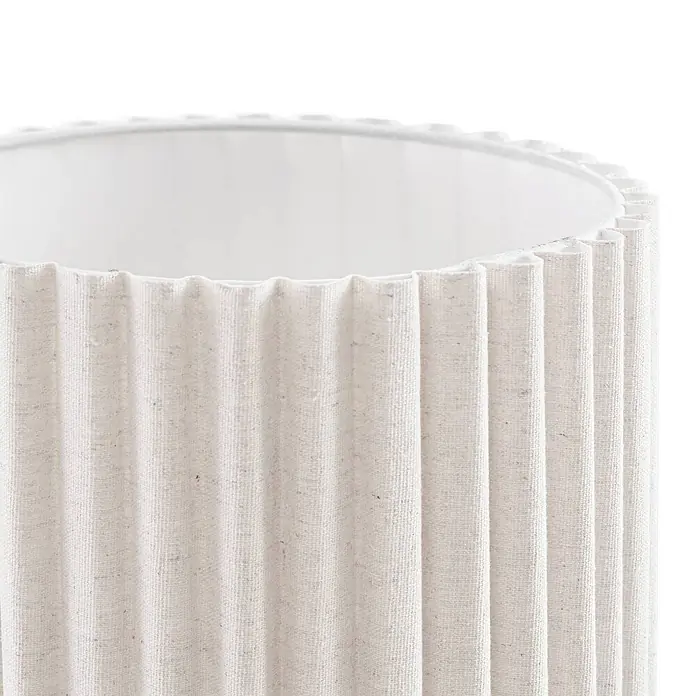 Lindby Tischleuchte Libbie - L x B x H: 25 x 25 x 45 cm, creme / amber, E27 - Lampenschirm aus hellem, plissiertem Stoff.