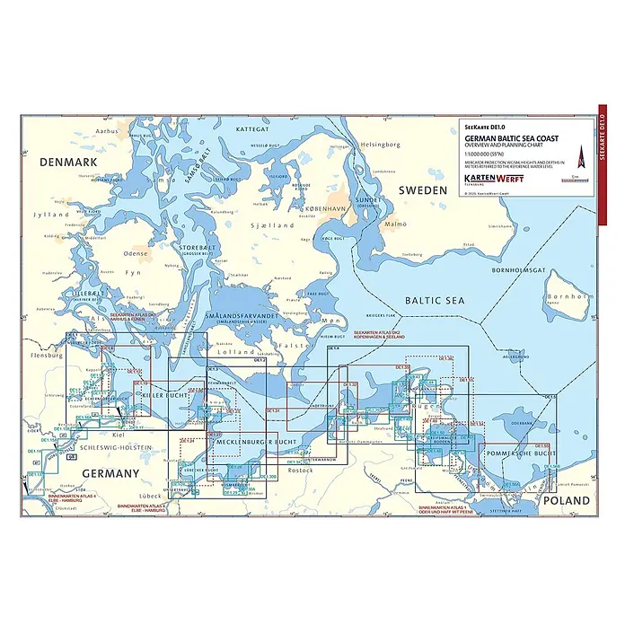 SeeKarten Atlas DE1 | Deutsche Ostseeküste -  - Übersichts- und Planung Seekarte der deutschen Ostseeküste mit Kartenregionen.