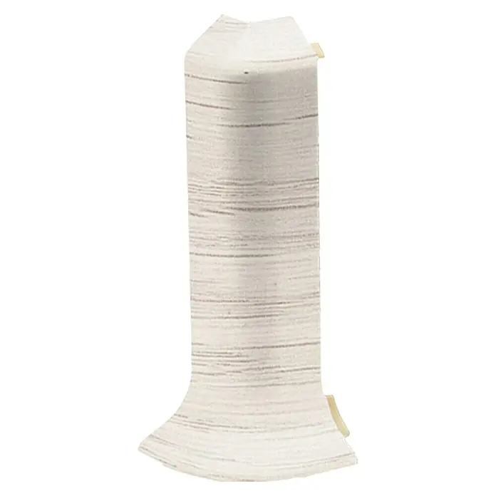 LOGOCLIC Außenecke - Esche Weiß, 2 Stk., Geeignet für: Hartschaum-Sockelleisten - Ein heller, strukturierter Eckschutz für Wände, ideal zum Schutz von Ecken vor Beschädigungen und Abnutzung im täglichen Gebrauch.