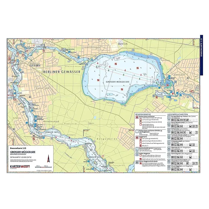 BinnenKarten Atlas 3 | Berlin und Brandenburg -  - Detaillierte Seekarte vom Großen Müggelsee und den Berliner Gewässern mit Tiefenangaben und Navigationshilfen.