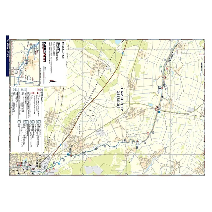 BinnenKarten 4.17/4.18 | Alster - See & Kanäle / Ilmenau -  - Seekarte für Ilmenau & Hamburger Oberelbe, Maßstab 1:40.000, mit Navigationsdetails.