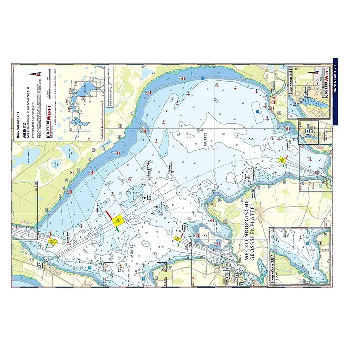 BinnenKarten Atlas 2 | Mecklenburgische Seenplatte -  - Nautische Karte der Mecklenburgischen Großseenplatte, Müritz, mit detaillierten Navigationsinformationen und Tiefenangaben.