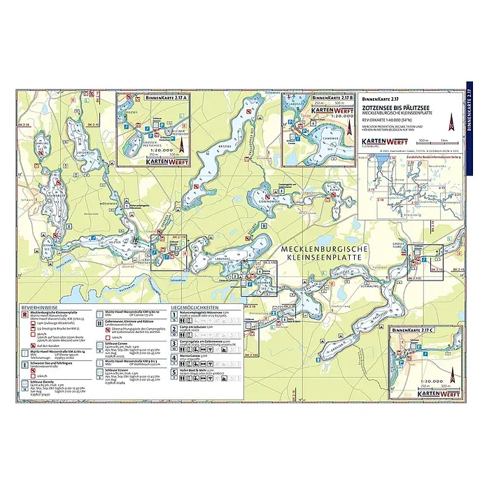 BinnenKarten Atlas 2 | Mecklenburgische Seenplatte -  - Detaillierte nautische Karte von Seen und Wasserwegen zur Navigation.