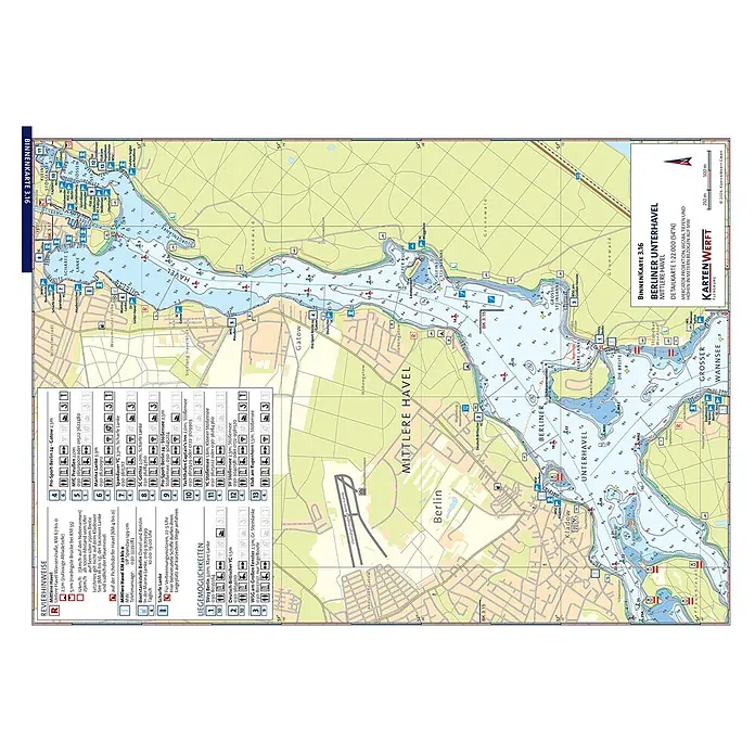 BinnenKarten 3.15/3.16 | Jungfernsee & Wannsee / Berliner Unterhavel -  - Detaillierte Seekarte der Berliner Unterhavel und Mittleren Havel mit Wasserwegen, Tiefen und Navigationsinformationen.