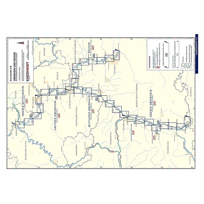 BinnenKarten Atlas 11 | Oberrhein und Neckar -  - Detaillierte Navigations- und Planungskarte des Oberrheins und Neckars, mit Flussabschnitten und wichtigen Informationen.